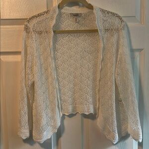 White Open-Knit cropped Sweater- like new-xl